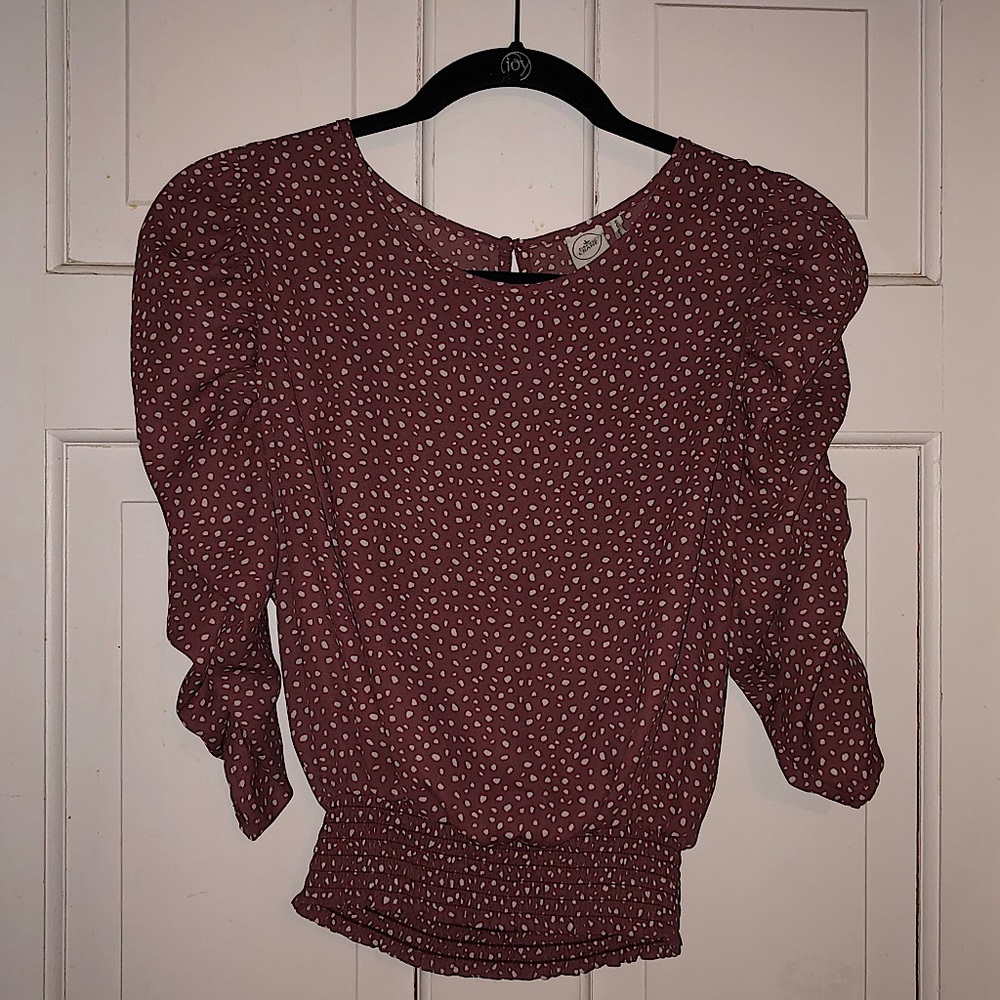 Paper Crane sz S cinched waist chic blouse